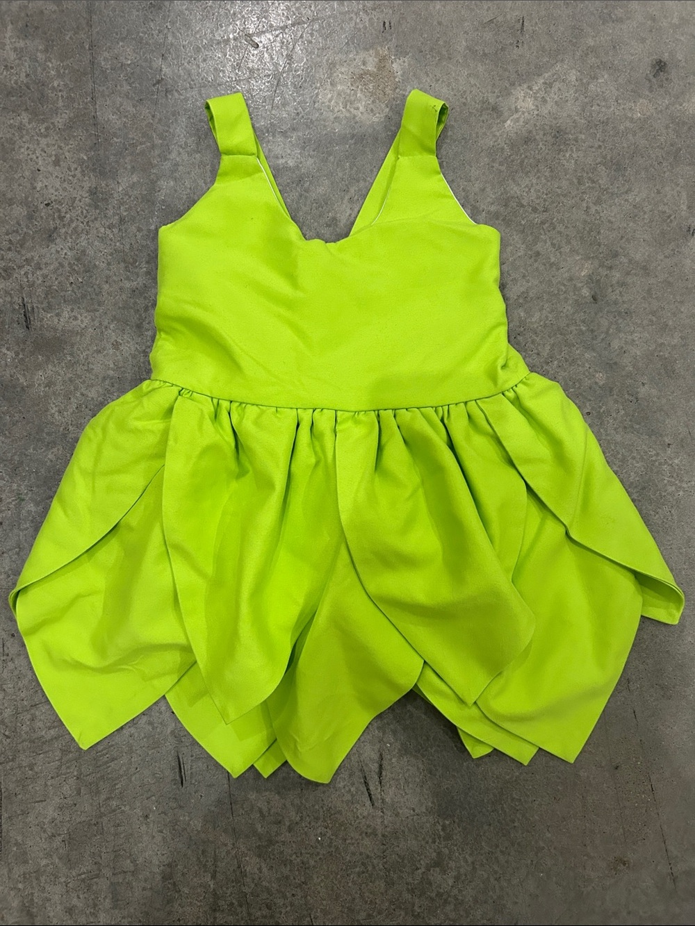 Girls Tinker Bell Fairy Costume Dress Green Petal Skirt